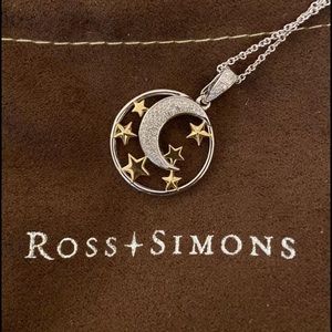 Diamond Moon and Star Necklace in Silver/Gold 18"